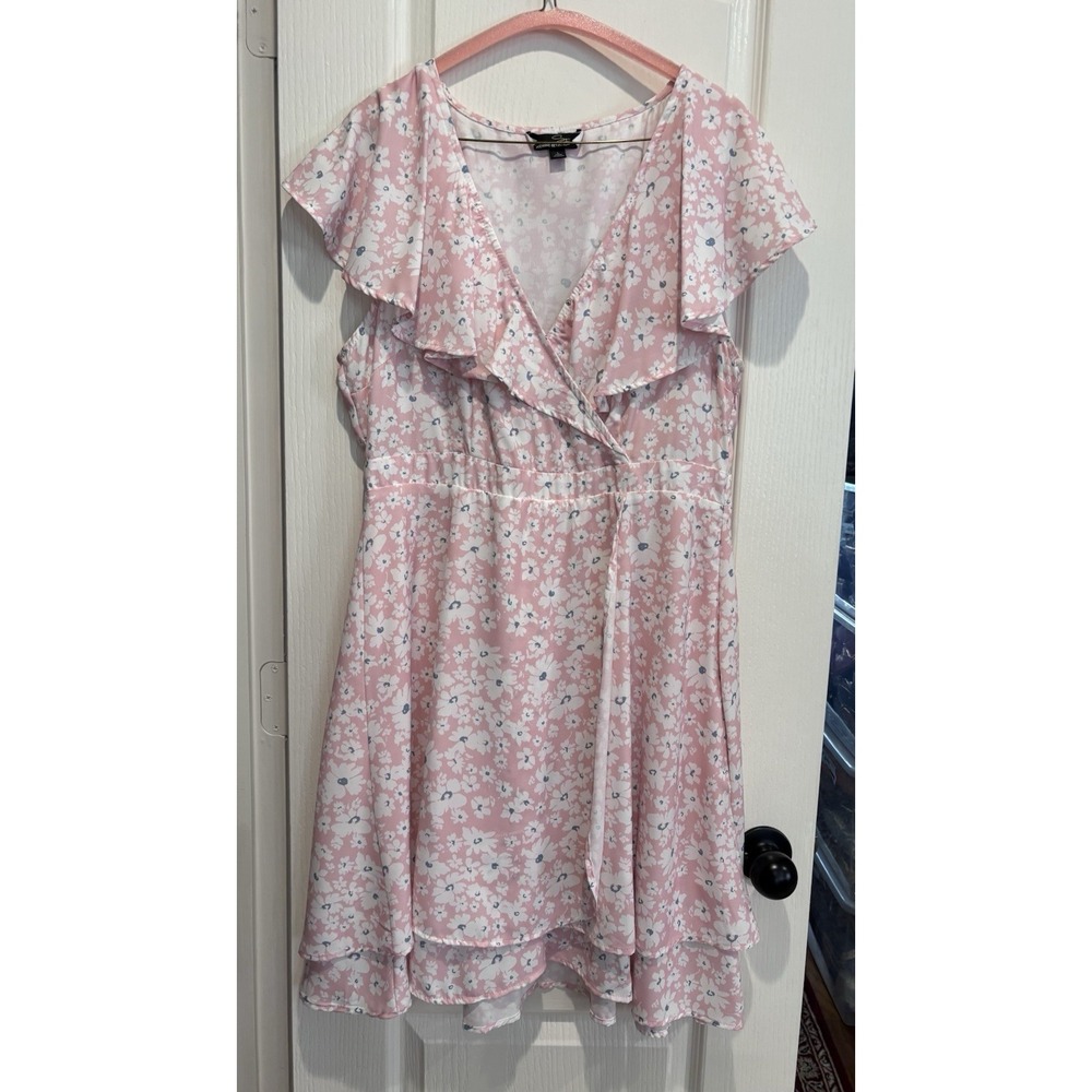Suzanne Betro Pink Floral Ruffle Romantic High Low Dress Large 3401